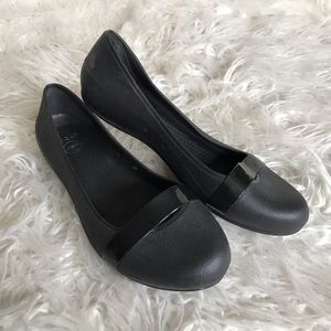 Crocs Black Ballet Shoes Flats Slip-Ons Shiny